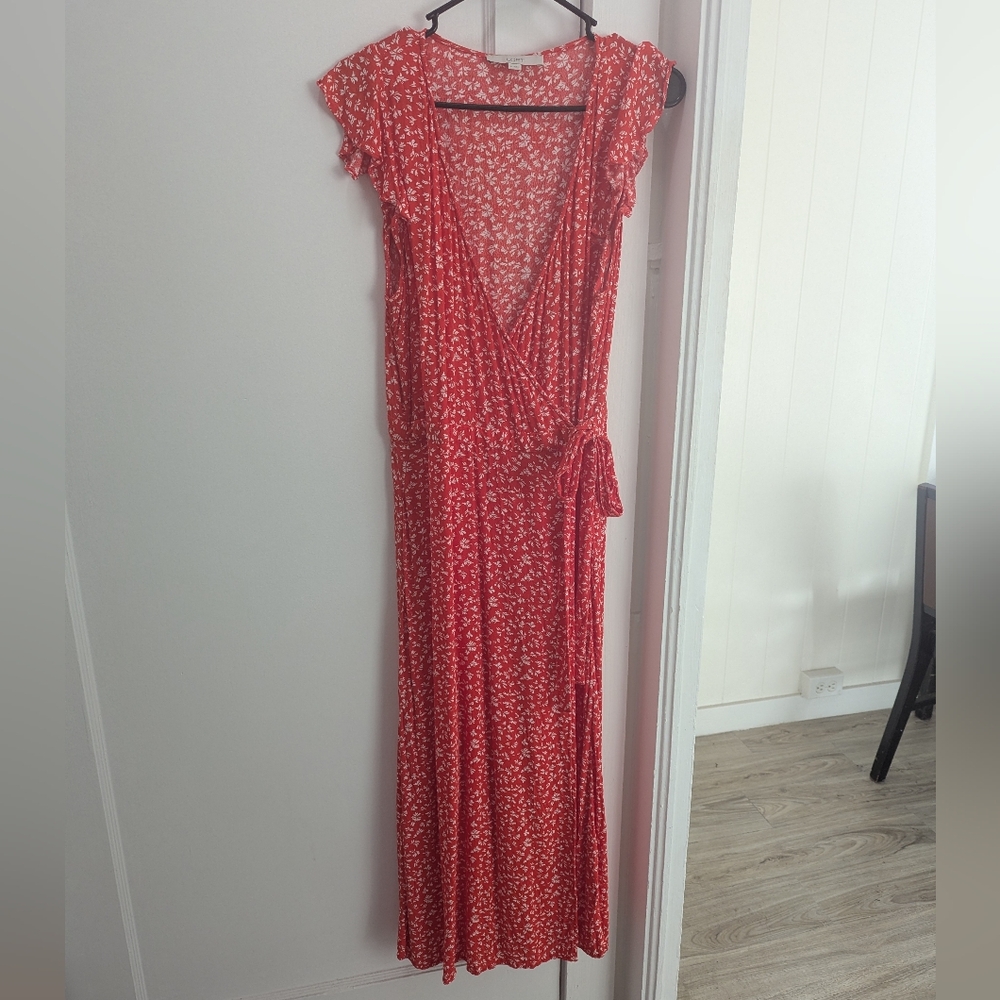 Orange Floral Wrap Maxi Dress